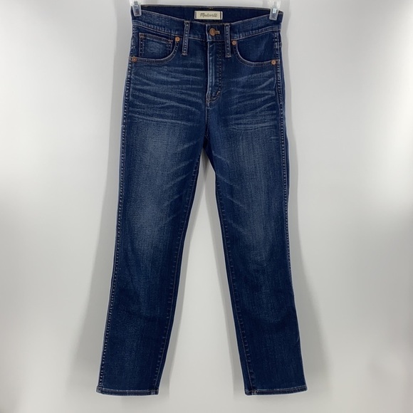 MADEWELL HIGH WAIST ANKLE STOVEPIPE JEANS SIZE 24 DARK WASH - Picture 1 of 7